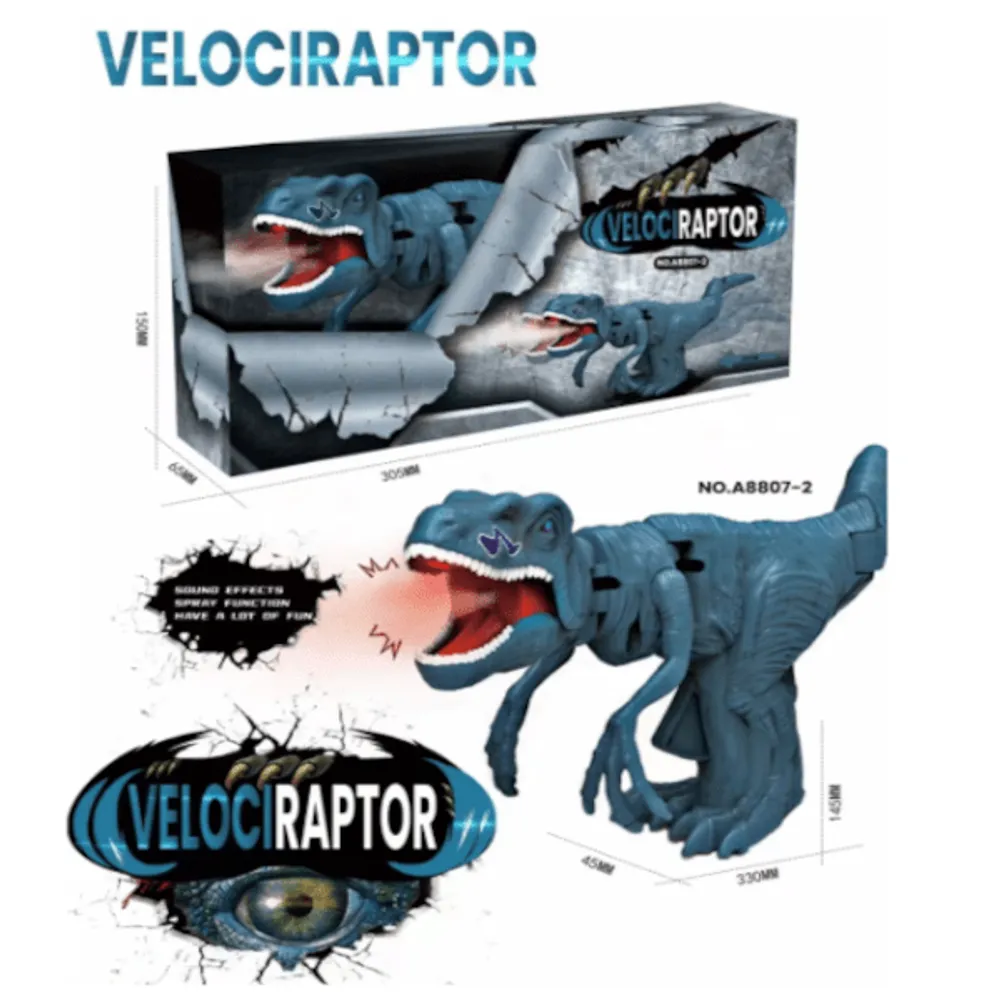 VelociRoar Trigger The Velociraptor Animatronic Dinosaur Toy LED Lights & Spray Function