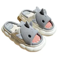 Shark Shhhandals Slippers | Unisex Linen Waffle Knit Plush Animal Slides Multiple Sizes