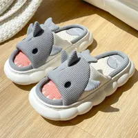 Shark Shhhandals Slippers | Unisex Linen Waffle Knit Plush Animal Slides Multiple Sizes