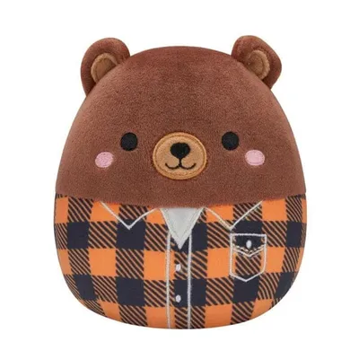 Squishmallows Plush Toys | 7.5" Autumn Harvest Squad 2023 | Omar the Bear (Flannel Shirt)