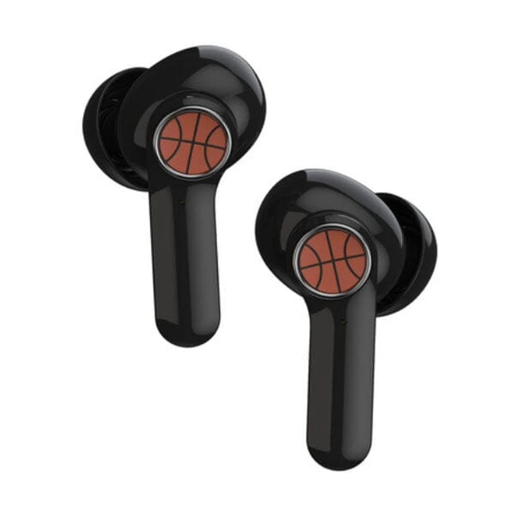 SoundLogicXT Sports Themed TWS Bluetooth Earbud Headphones w/ Charging Case (Soccer or Basketball)