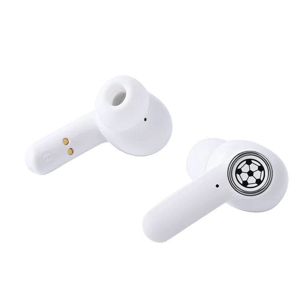 SoundLogicXT Sports Themed TWS Bluetooth Earbud Headphones w/ Charging Case (Soccer or Basketball)