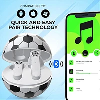 SoundLogicXT Sports Themed TWS Bluetooth Earbud Headphones w/ Charging Case (Soccer or Basketball)