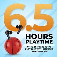 SoundLogicXT Sports Themed TWS Bluetooth Earbud Headphones w/ Charging Case (Soccer or Basketball)