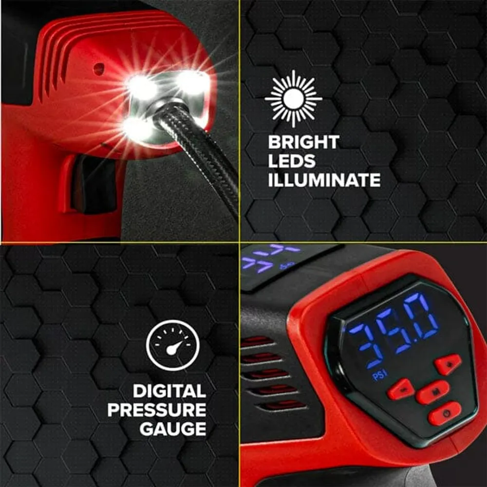 Bullseye Pro 12V 150-PSI Rechargeable Tire Inflator, Air