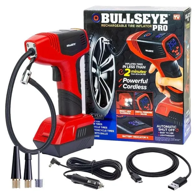 Bullseye Tire Inflator Air Compressor Portable Car Auto Tire