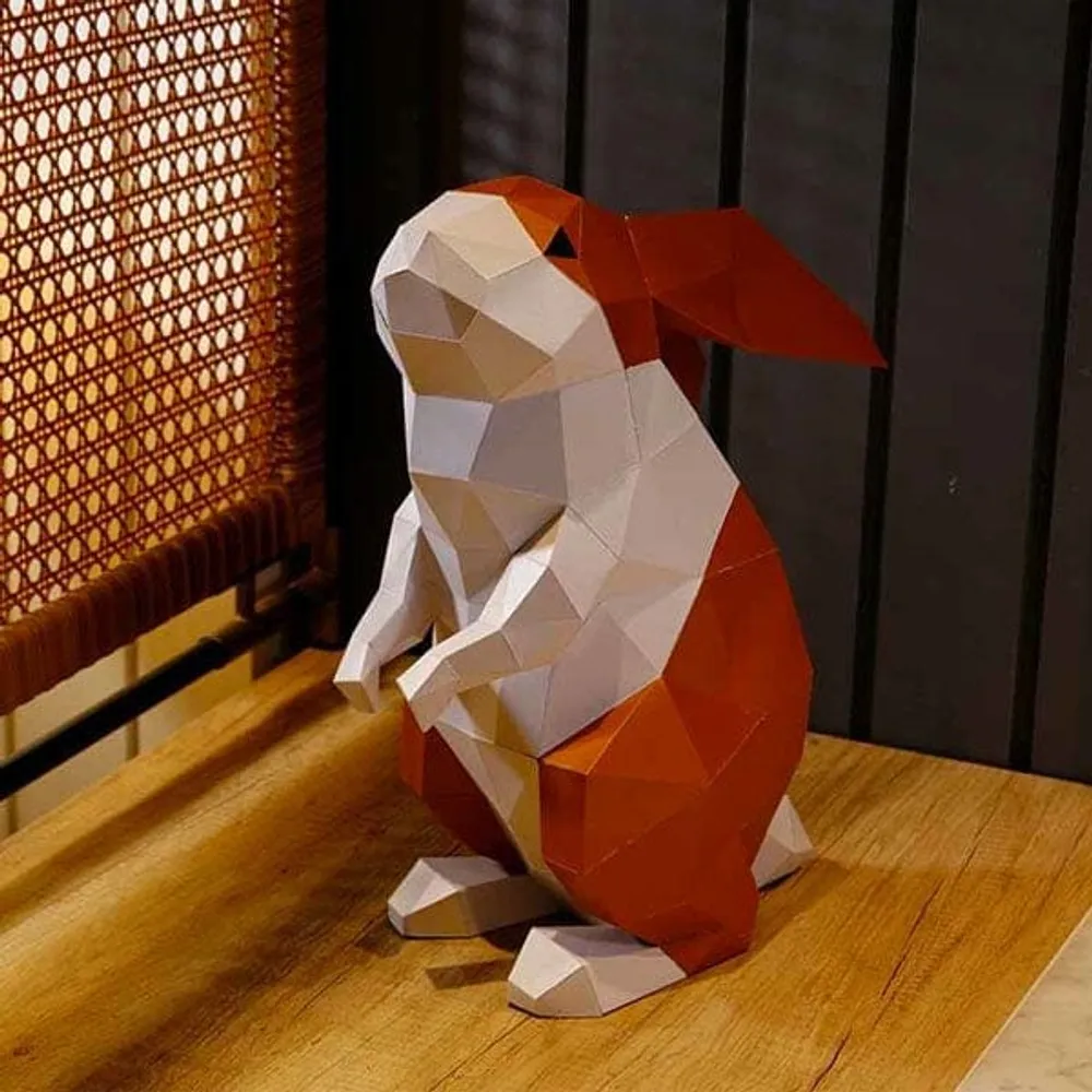 Showcase Studio Art DIY Origami 3D Paper Sculpture Kit, Standing Bunny