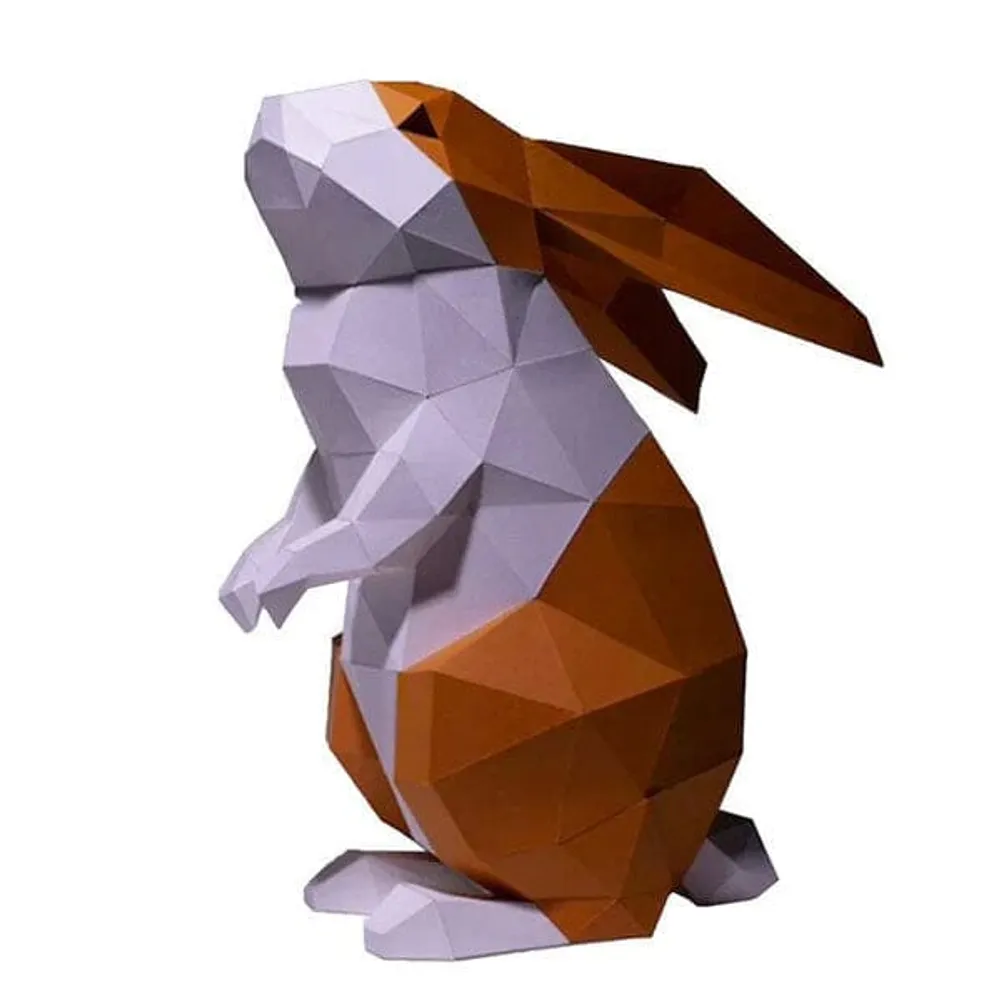 Showcase Studio Art DIY Origami 3D Paper Sculpture Kit, Standing Bunny