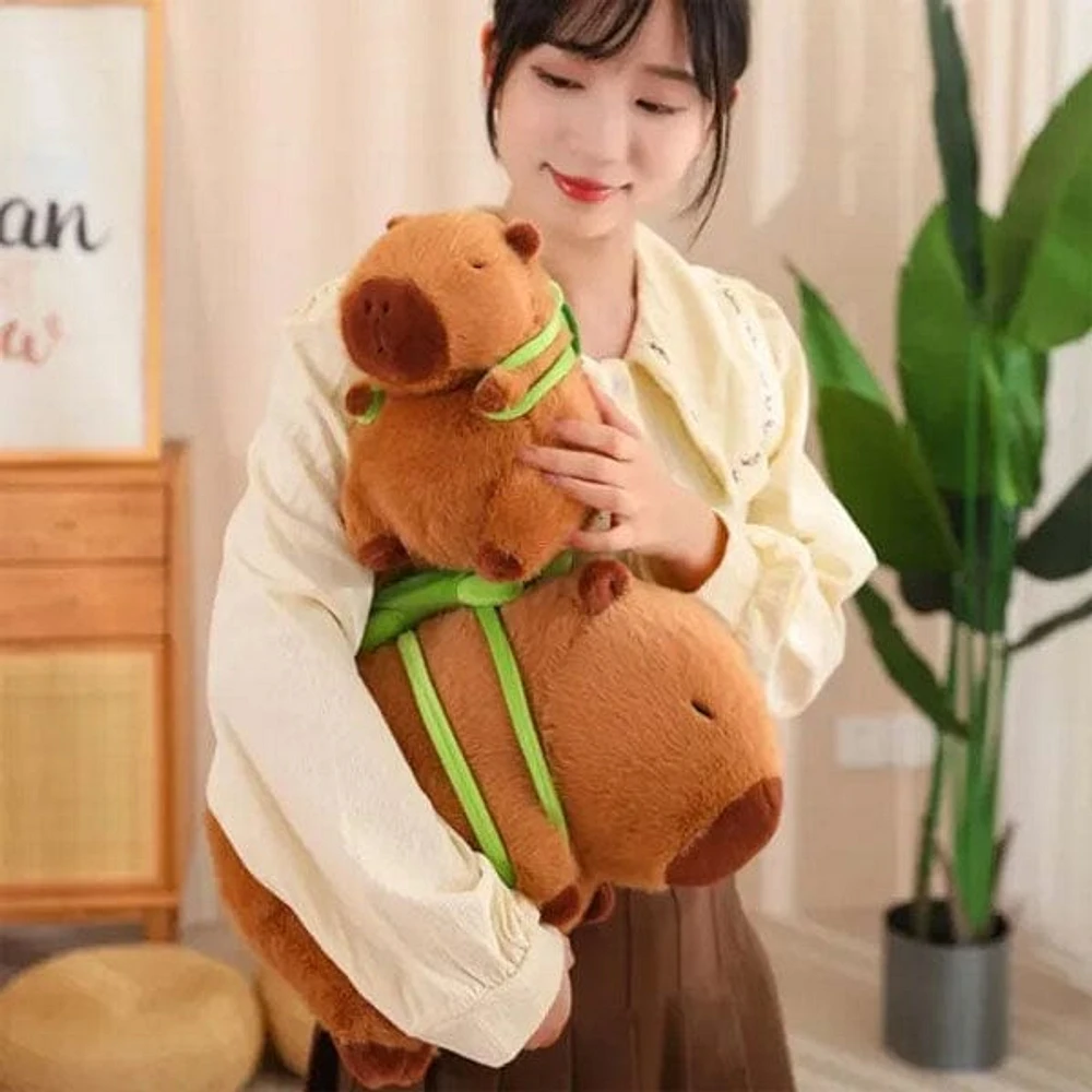 Capybara 9" Kawaii Plush w/ Turtle Backpack Squishy Pillow Toy