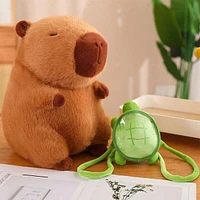 Capybara 9" Kawaii Plush w/ Turtle Backpack Squishy Pillow Toy