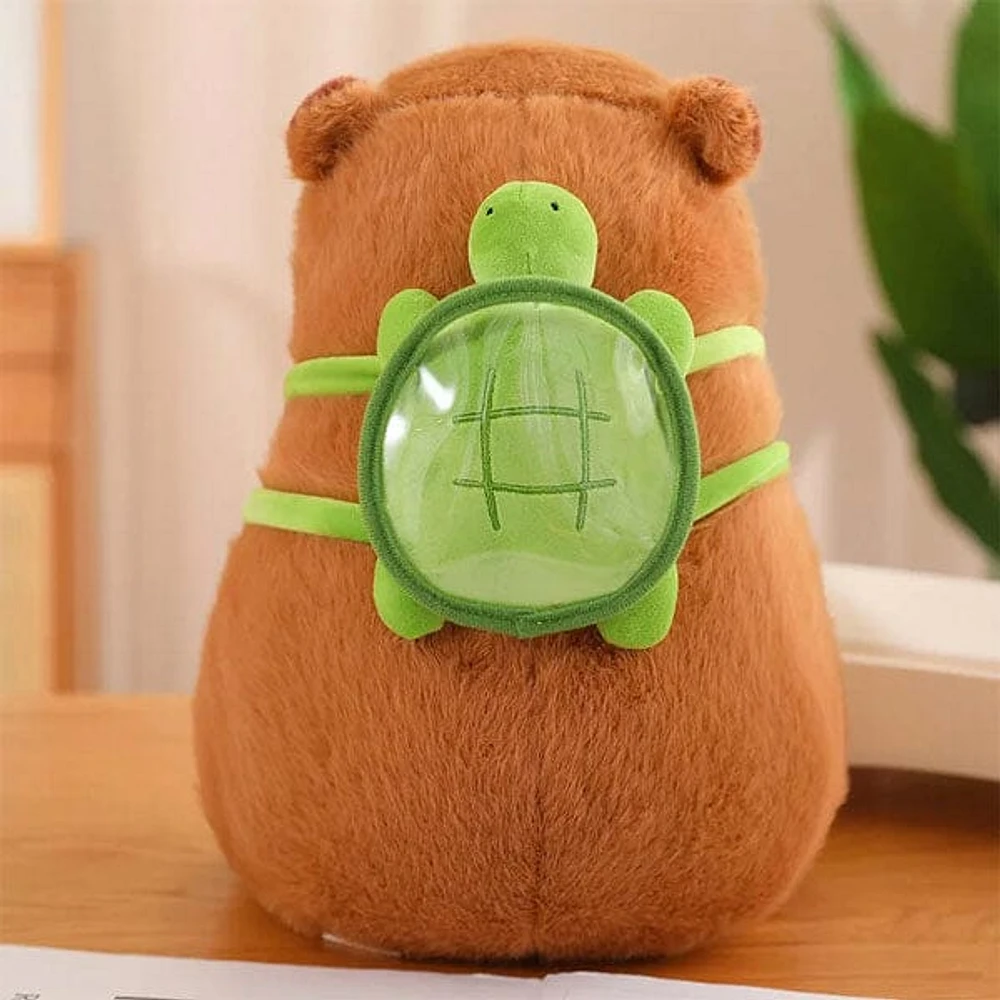 Capybara 9" Kawaii Plush w/ Turtle Backpack Squishy Pillow Toy