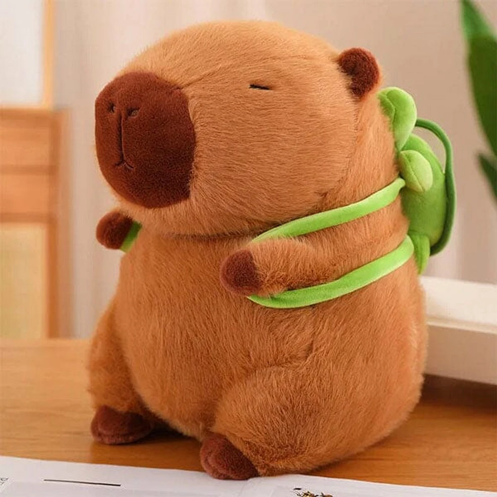 Capybara 9" Kawaii Plush w/ Turtle Backpack Squishy Pillow Toy