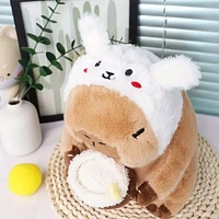 Capybara 9" Kawaii Bunny Hat & Boba Drink Plush Toy