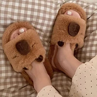 Fluffy Capybara Slippers Unisex Open-Toe Plush Slides (Multiple Sizes)