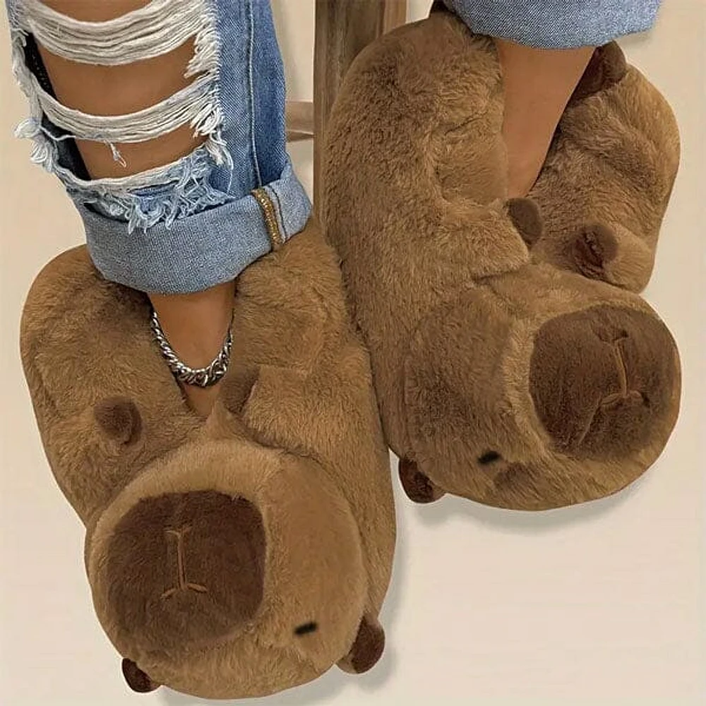 Capybara Plush Fluffy Animal Slippers