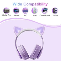 SoundLogicXT TWS Foldable Bluetooth Cute Purple Cat Headphones