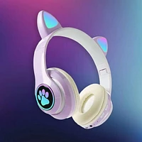 SoundLogicXT TWS Foldable Bluetooth Cute Purple Cat Headphones