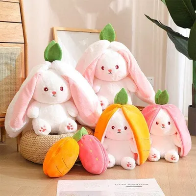 Flopsymates: Convertible 14" Bunny Plush Toys | Strawberry Or Carrot