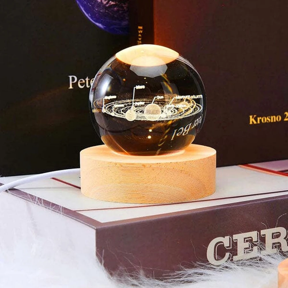 CelestiaGlow LED Crystal Ball With Wooden Base (Multiple Styles)