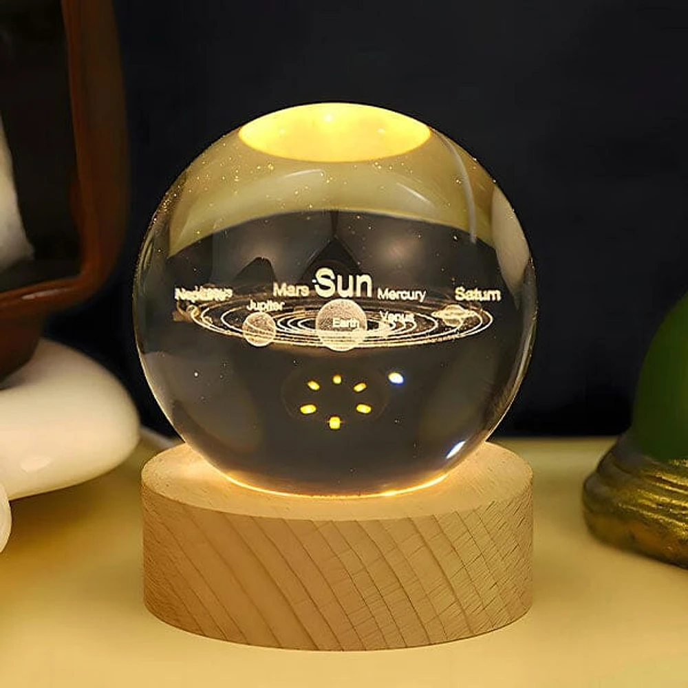 CelestiaGlow LED Crystal Ball With Wooden Base (Multiple Styles)