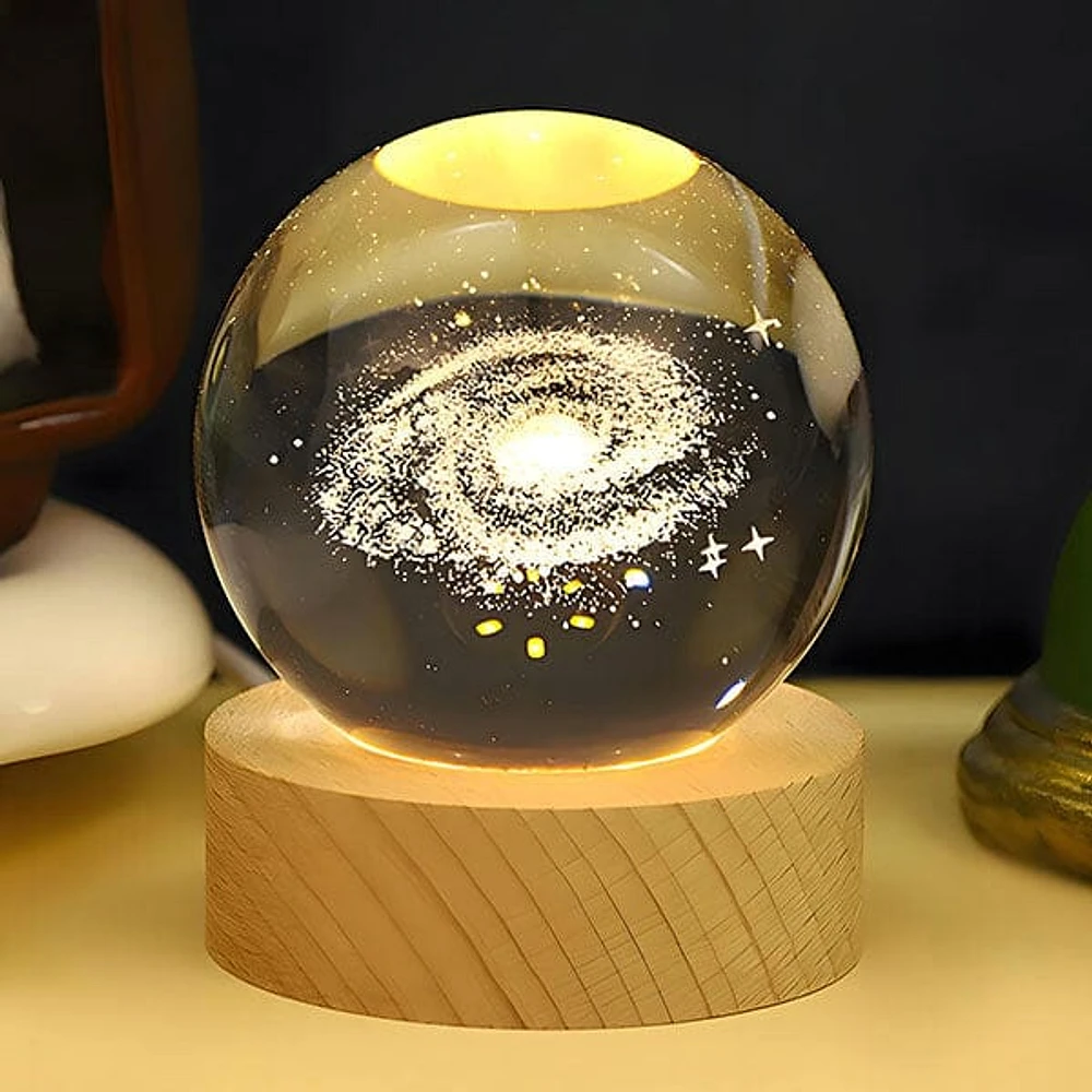 CelestiaGlow LED Crystal Ball With Wooden Base (Multiple Styles)