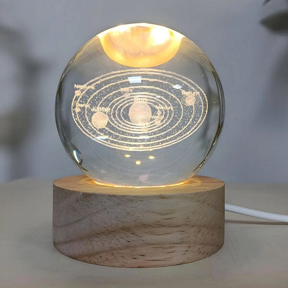 CelestiaGlow LED Crystal Ball With Wooden Base (Multiple Styles)