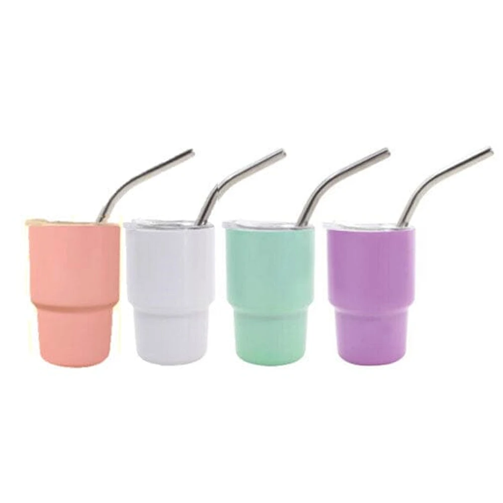 HydriEase Mini 3oz Vacuum Insulated Tumbler Shot Glass Cups With Straws (4pk)