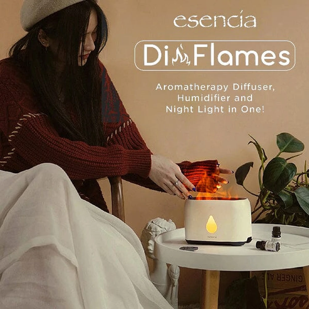 Esencia DiFlames 3-in-1 Aroma Diffuser (200mL) | Mesmerizing Cold Flame Effect!