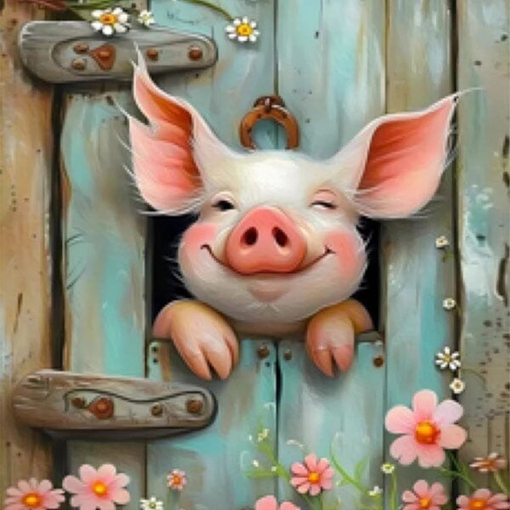 Studio Art Diamond Painting Full Coverage "Piglet Peekaboo" (40cm x 40cm)