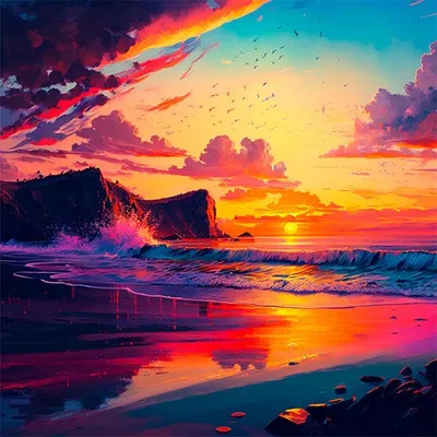 Studio Diamond Painting Full Coverage Vivid Collection "Crimson Sunset" (40cm x 40cm)