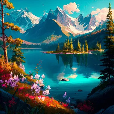 Studio Diamond Painting Full Coverage Vivid Collection "Mountain Reflections" (40cm x 40cm)