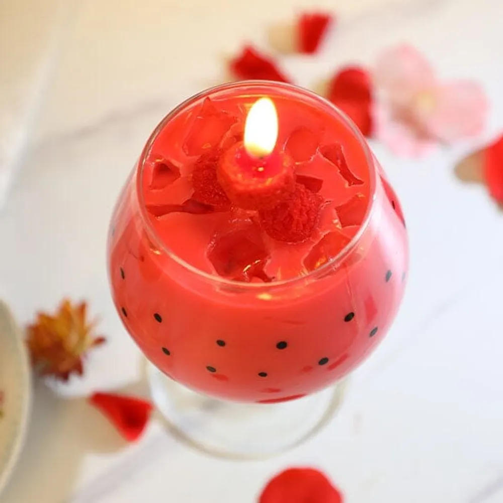 Hidden Gems Strawberry Drink Novelty Candle (1 Ring Inside)