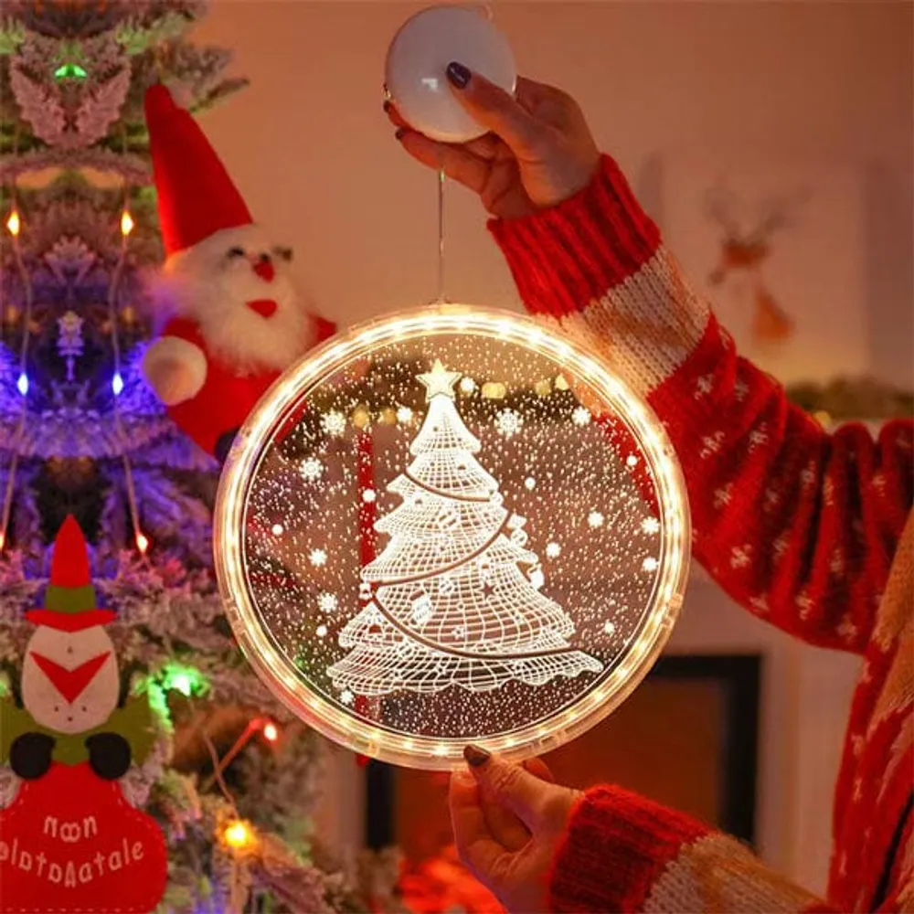 Showcase LitLuster Geometric LED Multi-Color Holographic Ornament, Christmas Tree