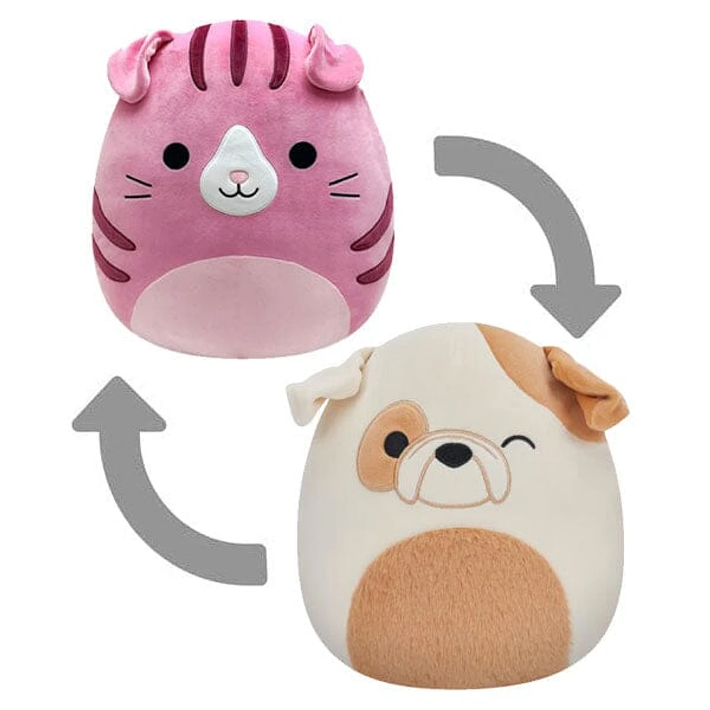 Squishmallows Flip-A-Mallows 5" Reversible Plush Toy Geraldine The Scottish Fold Cat & Brock The Bulldog