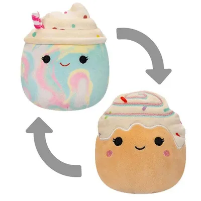 Squishmallows Flip-A-Mallows 5" Reversible Plush Toy | Kelen the Frappe & Rease the Cinnamon Roll