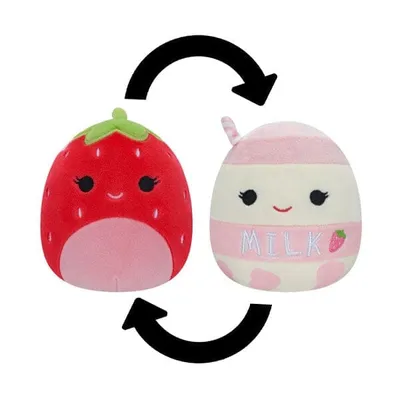 Squishmallows Flip-A-Mallows 5" Reversible Plush Toy | Scarlet the Strawberry & Amelie the Strawberry Milk