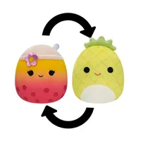 Squishmallows Flip-A-Mallows 5" Reversible Plush Toy | Maui the Pineapple & Bergit the Boba Bubble Tea