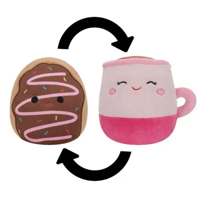 Squishmallows Flip-A-Mallows 5" Reversible Plush Toy | Deja the Chocolate Donut & Emery the Latte