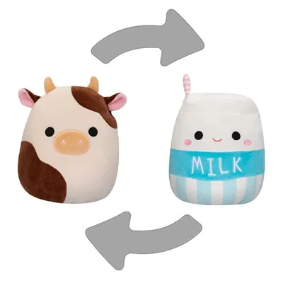 Squishmallows Flip-A-Mallows 5" Reversible Plush Toy | Ronnie the Cow & Melly the Milk Carton