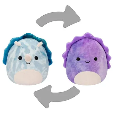 Squishmallows Flip-A-Mallows 5" Reversible Plush Toy | Delilah the Purple Dinosaur & Jerome the Blue Dinosaur