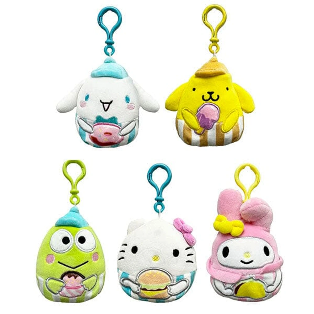 Squishmallows Plush Toy 2.5" Bag Clip Sanrio Food Truck Squad Cinnamoroll with Donut