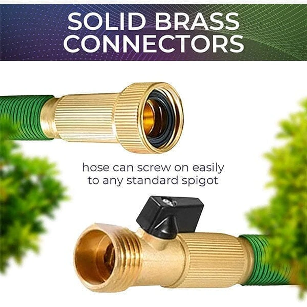 GRO-Hose GREEN | 75ft Expandable Hose With Sprayer Nozzle & Brass Valve