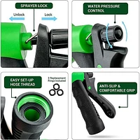 GRO-Hose GREEN | 75ft Expandable Hose With Sprayer Nozzle & Brass Valve