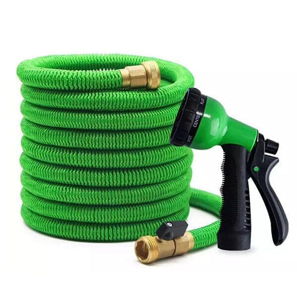 GRO-Hose GREEN | 75ft Expandable Hose With Sprayer Nozzle & Brass Valve