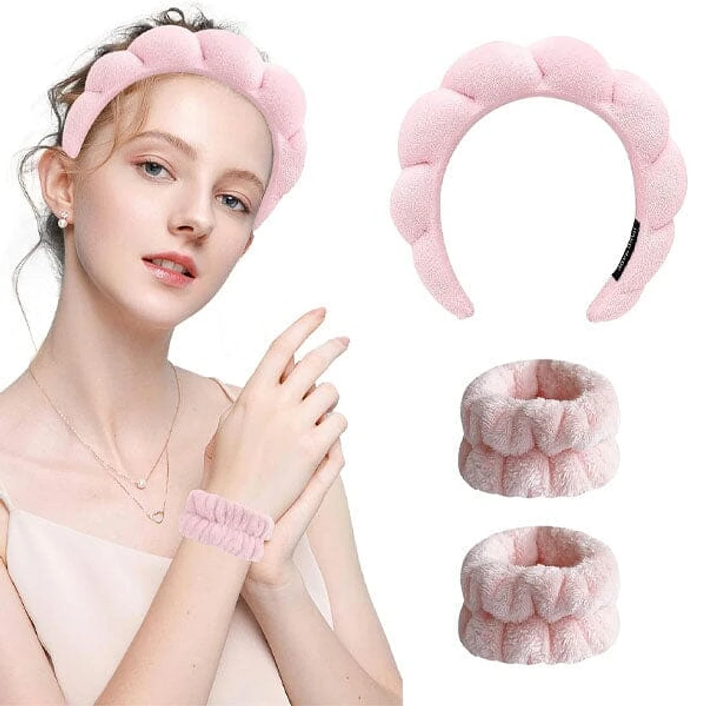 Glam DryDuo (3pc) Absorbant Microfibre Spa Headband & Wristbands For Skincare