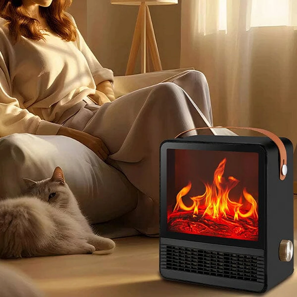 HeatMatez Portable Ceramic Heater With Real Flame!