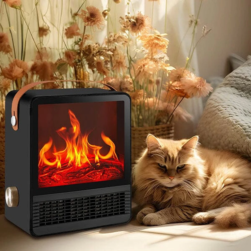 HeatMatez Portable Ceramic Heater With Real Flame!