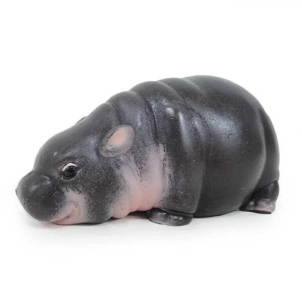 True Heart Treasures Reborn Animals: Pygmy Hippo Realistic Mini Taba Squishy Newborn Hippopotamus