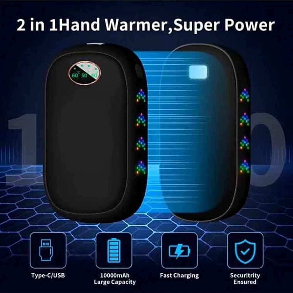 HeatMatez CozyClasp (2pc) | 3-in-1 Magnetic Hand Warmer, Flashlight & Power Bank!