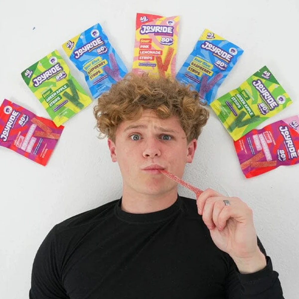 JOYRIDE™ Uncommon Candy™ x Ryan Trahan: Natural Low Sugar Strawberry Sour Strips (99g)